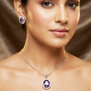 Home oval halo jewelry set by Malini