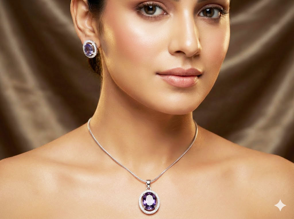 oval halo jewelry set by Malini oval halo jewelry set by Malini