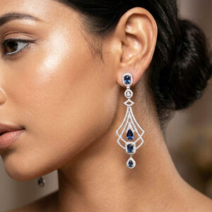 majestic art deco simulated emerald chandelier earrings by Malini