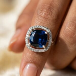 cushion cut halo ring by Malini