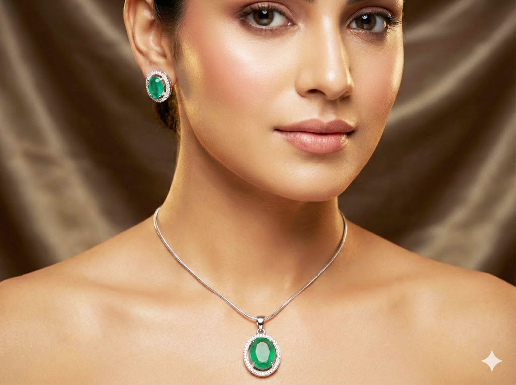 oval halo jewelry set by Malini oval halo jewelry set by Malini