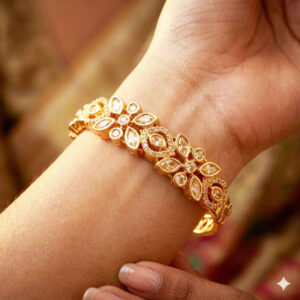 Bracelets royal pear cut ruby & moissanite halo kada by Malini