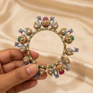 Bracelets royal meenakari peacock & kundan statement bangle by Malini