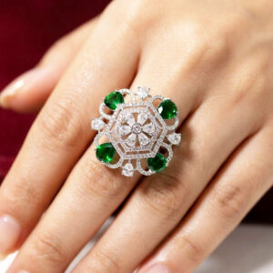 opulent floral hexagon statement ring by Malini