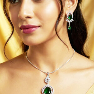 pear cut zirconia pendant set by Malini