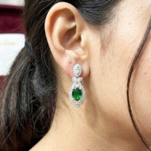 radiant teardrop american diamond drop earrings by Malini