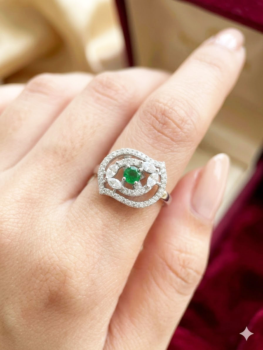 radiant crimson bloom halo ring by Malini radiant crimson bloom halo ring by Malini