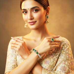 Bracelets radiant sunburst american diamond statement bangle by Malini