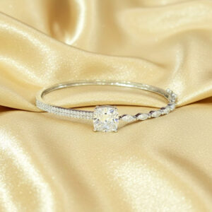 Bracelets the radiance asymmetric cushion solitaire bangle by Malini