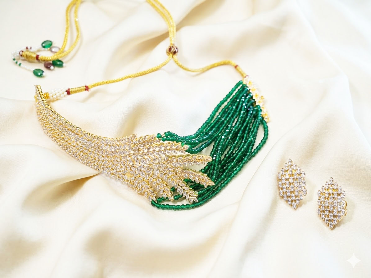 multi strand zirconia floral choke multi strand zirconia floral choke