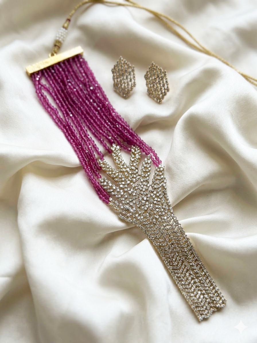 multi strand zirconia floral choke multi strand zirconia floral choke