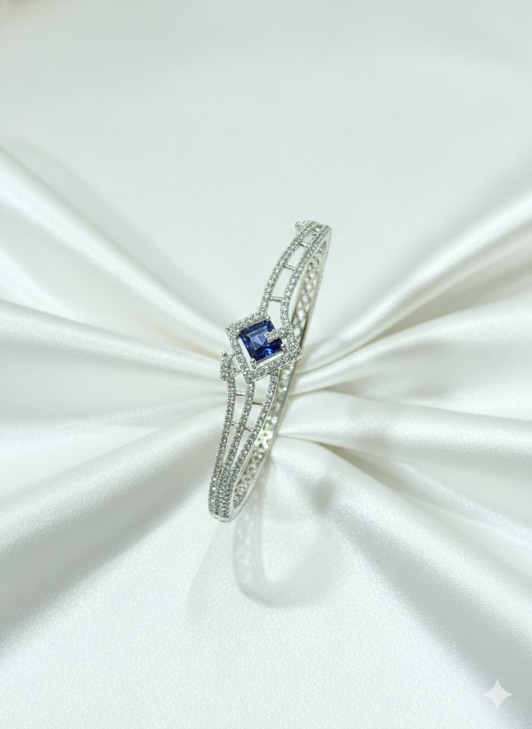 elegant cz silver toned bangle bracelet by Malini elegant cz silver toned bangle bracelet by Malini