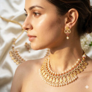 goddess lakshmi motif temple jewelry set