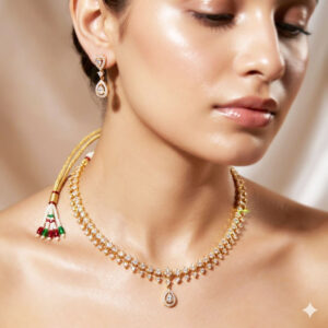 Shimmering Leaf-Drop Rose Gold Jewelry Set