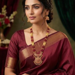 Royal Encrusted Temple Necklace and Jhumka Set - LN 52