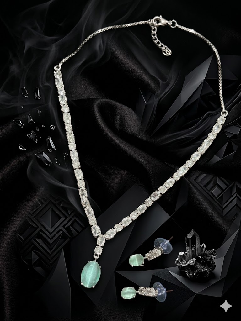 Oval Drop Necklace & Earring Set MJAD 30