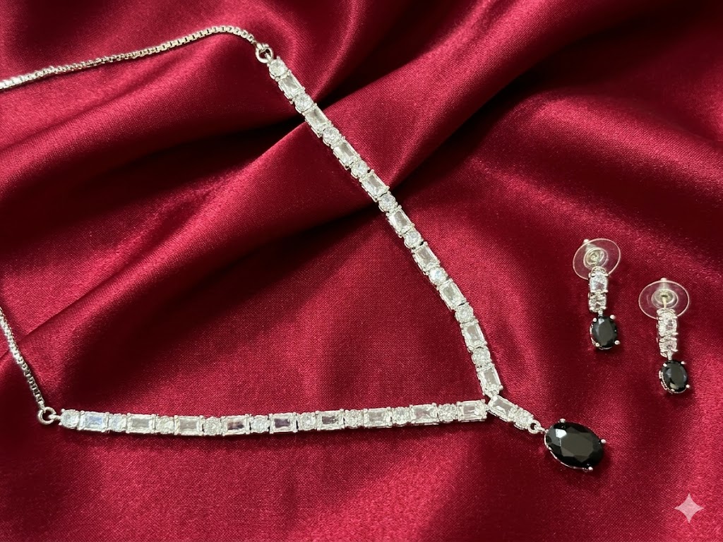 Oval Drop Necklace & Earring Set MJAD 30