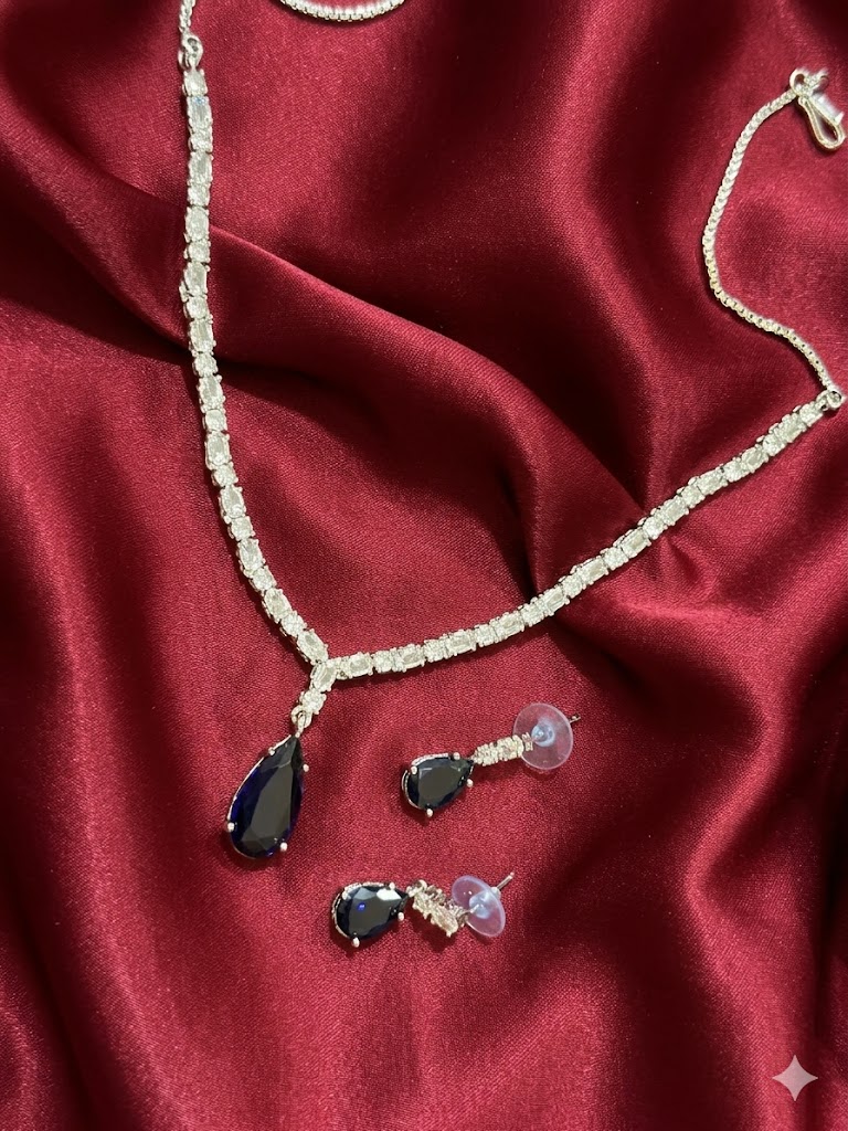Oval Drop Necklace & Earring Set MJAD 30