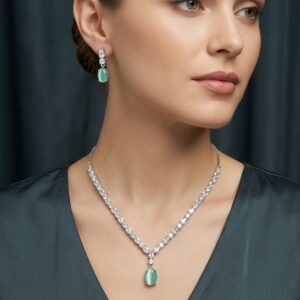 Oval Drop Necklace & Earring Set MJAD 30