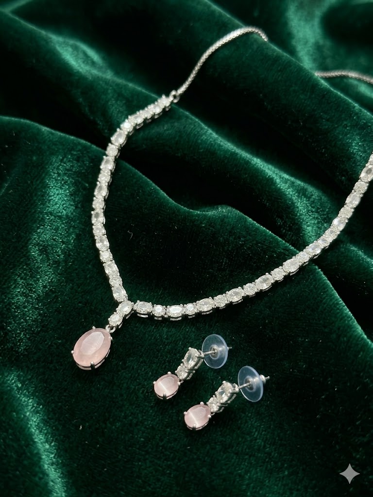 Oval Drop Necklace & Earring Set MJAD 30