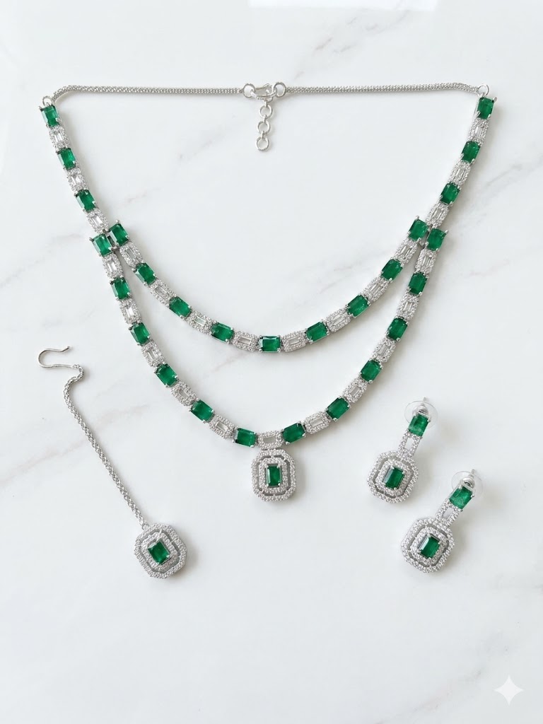 Royal Radiance Necklace and Maang Tikka Set - MJAD 33