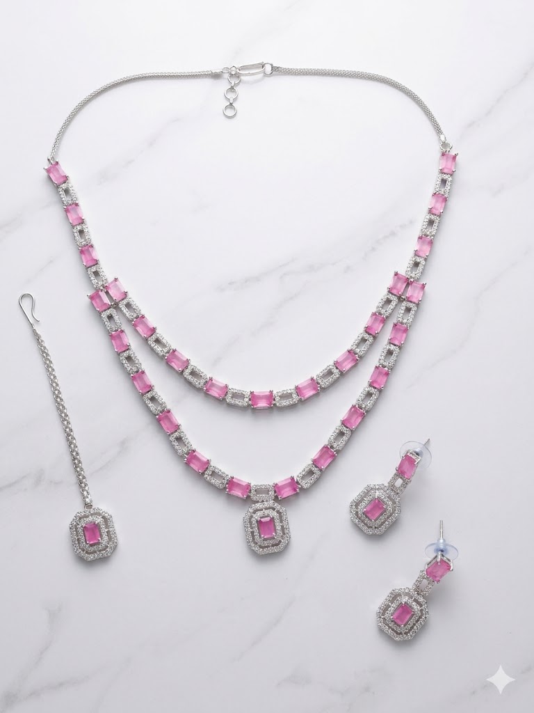 Royal Radiance Necklace and Maang Tikka Set - MJAD 33