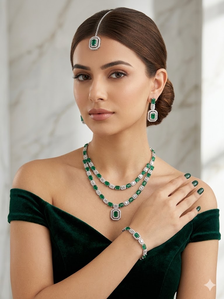 Royal Radiance Necklace and Maang Tikka Set - MJAD 33