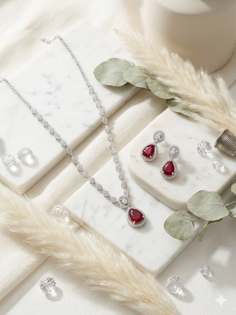Royal Pear-Drop Pendant Set - MJAD 35