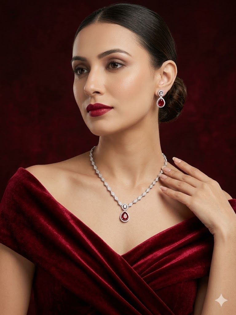 Royal Pear-Drop Pendant Set - MJAD 35