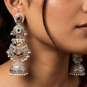 Royal Heritage Oxidized Silver Jhumka Earrings -MJE-93