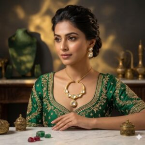 Royal Rose-Tinted Ethnic Statement Necklace Set MJM 13