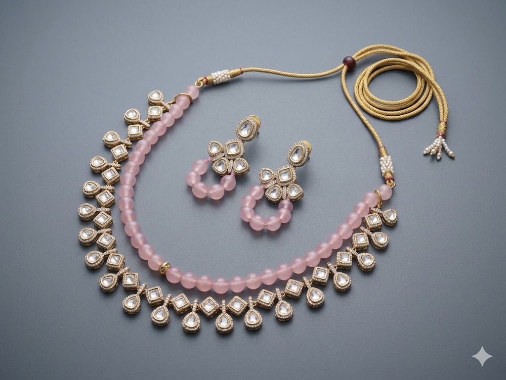 Quartz & Polki Stone Jewelry Set MJM 14