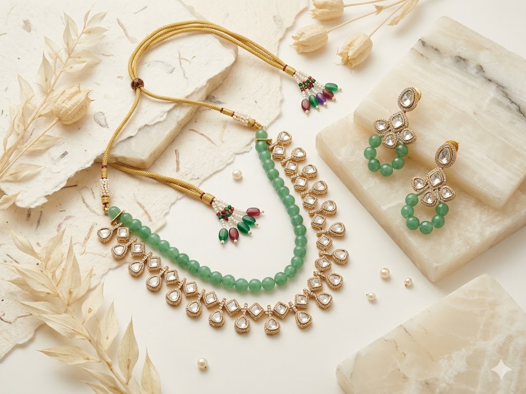 Quartz & Polki Stone Jewelry Set MJM 14