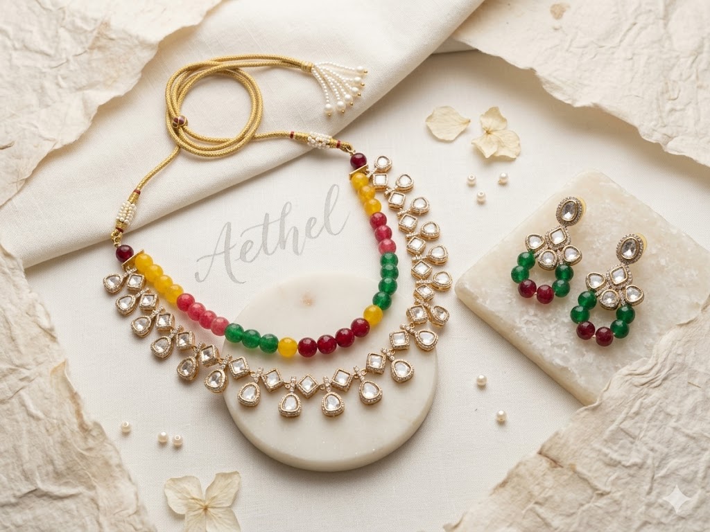 Quartz & Polki Stone Jewelry Set MJM 14