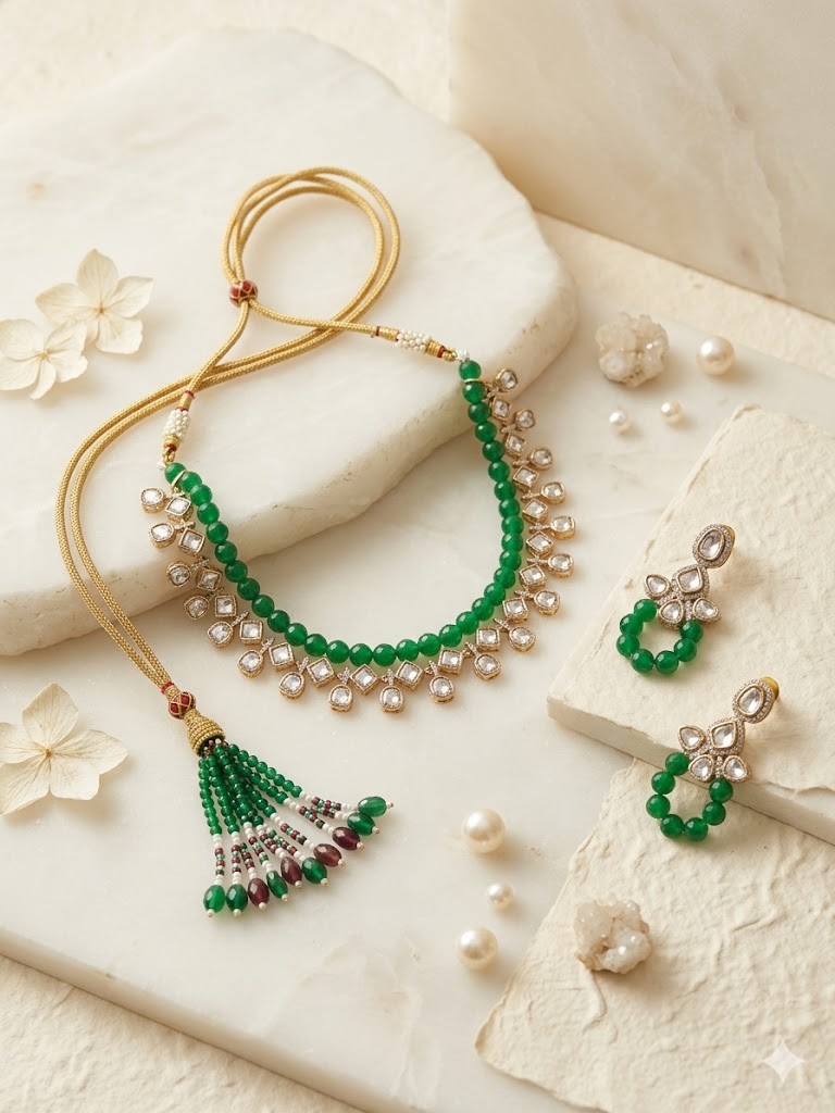 Quartz & Polki Stone Jewelry Set MJM 14