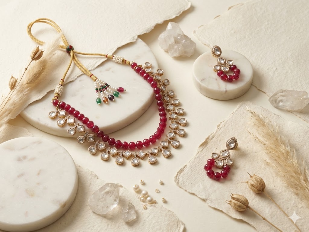 Quartz & Polki Stone Jewelry Set MJM 14