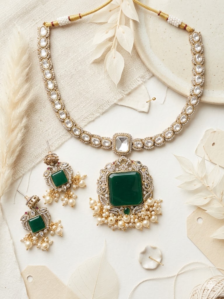 Ethereal Blush Kundan Necklace Set MJM 15