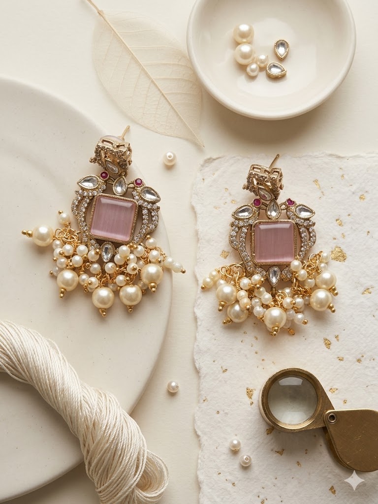 Ethereal Blush Kundan Necklace Set MJM 15