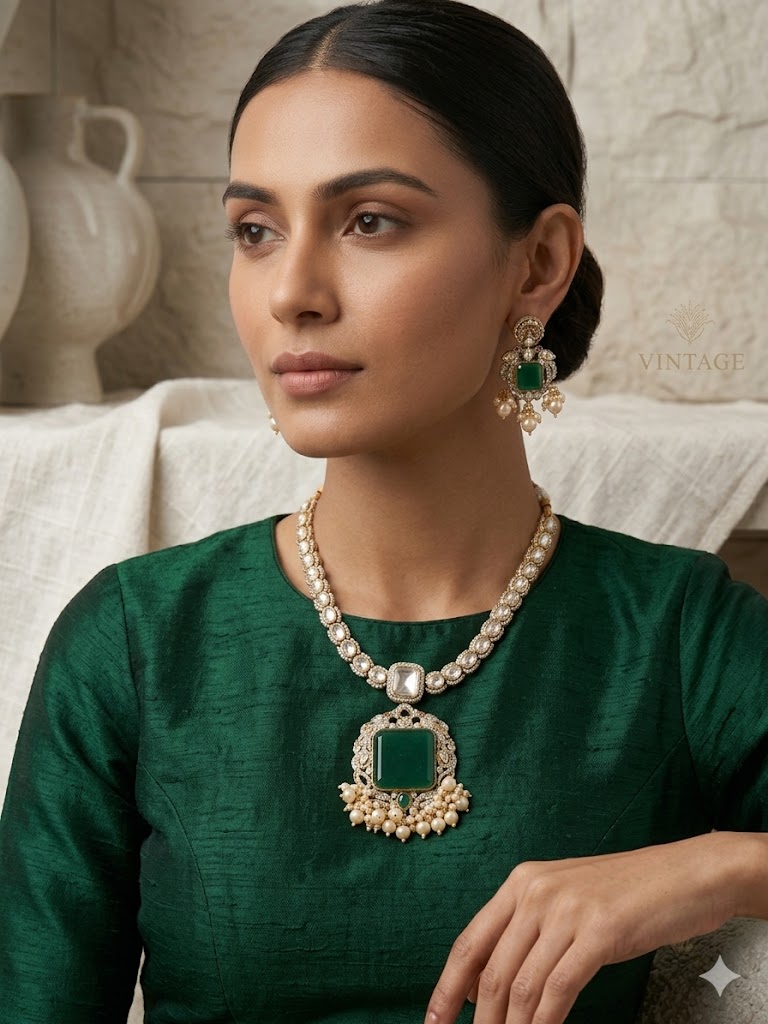 Ethereal Blush Kundan Necklace Set MJM 15