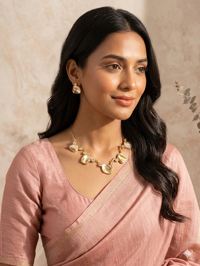 radiant shell & crystal statement set
