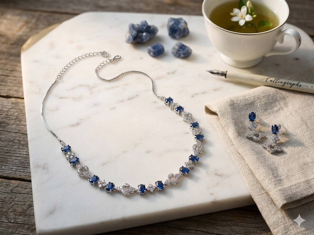 Royal Floral Harmony Necklace and Earring Set-MJAD 37