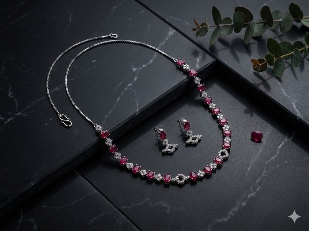 Royal Floral Harmony Necklace and Earring Set-MJAD 37