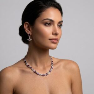 Royal Floral Harmony Necklace and Earring Set-MJAD 37