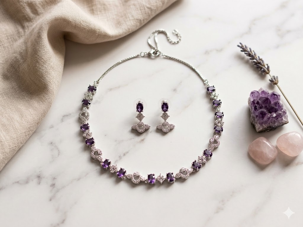 Royal Floral Harmony Necklace and Earring Set-MJAD 37