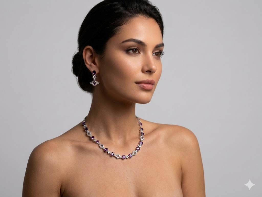 Royal Floral Harmony Necklace and Earring Set-MJAD 37