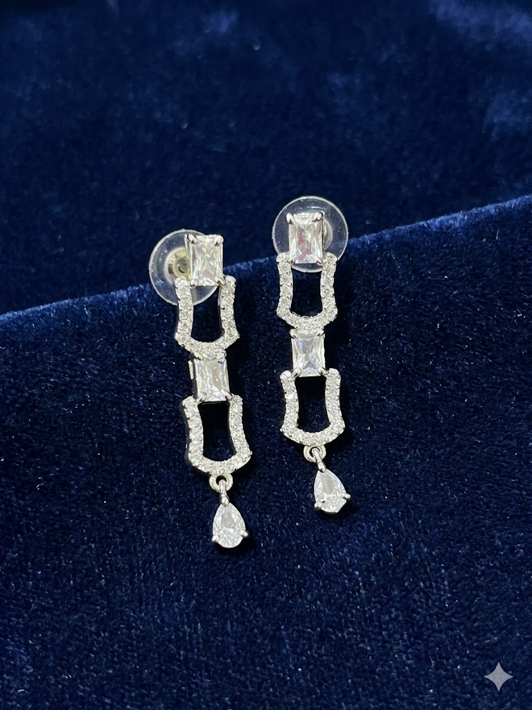 Eternal Sparkle Geometric Crystal Necklace & Earring Set-MJAD 41