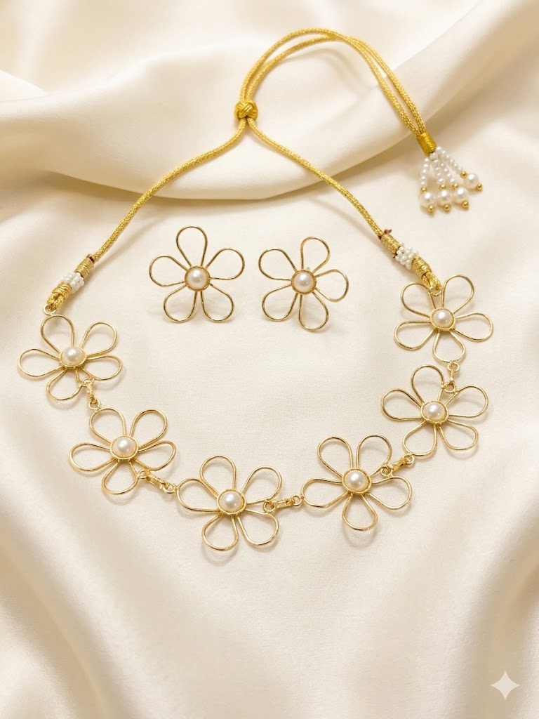 Ethereal Daisy Pearl Choker Set MN 67