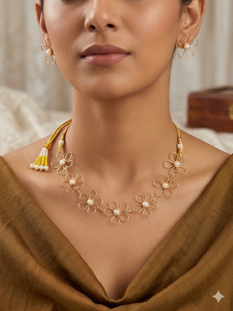 Ethereal Daisy Pearl Choker Set MN 67