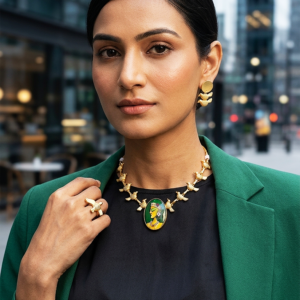 Royal Portrait Bird-Motif Necklace Set MN 69