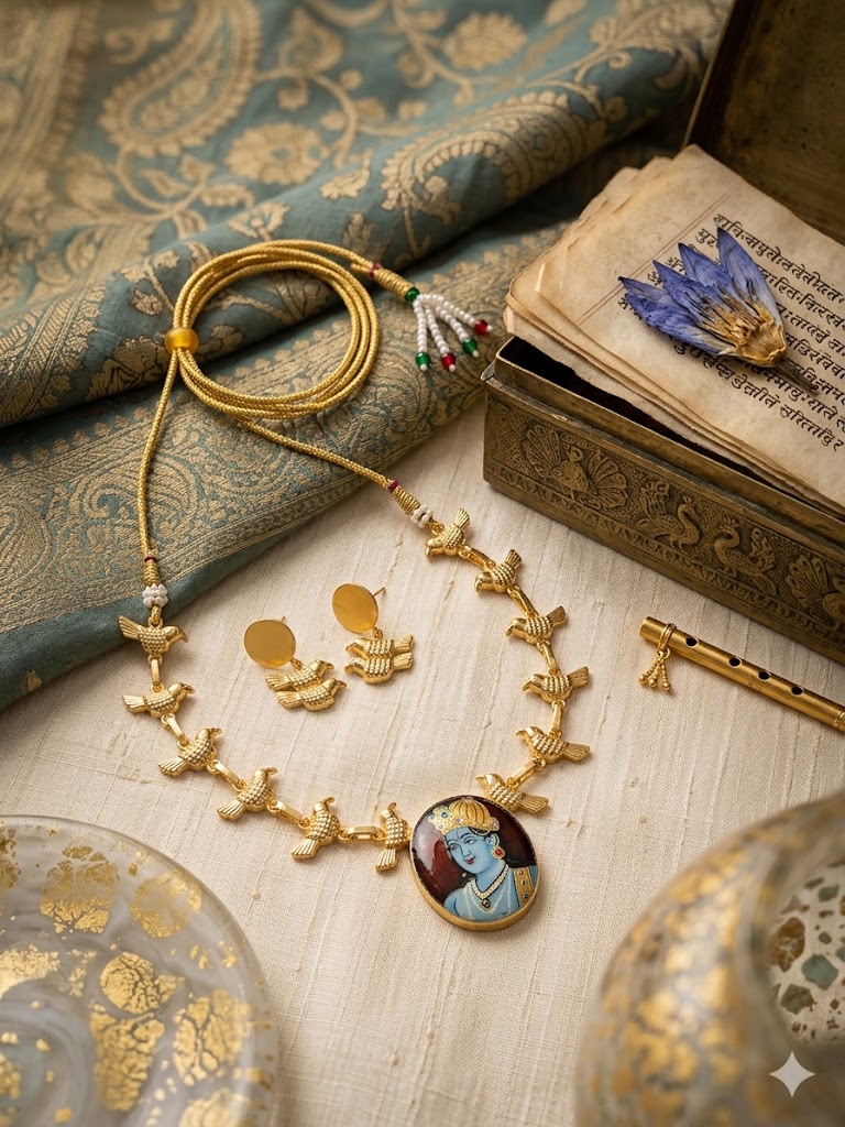 Royal Portrait Bird-Motif Necklace Set MN 69